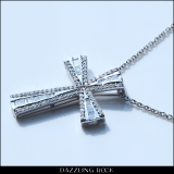 0.50 Carat (ctw) Round & Baguette Diamond Ladies Cross Religious Pendant 1/2 CT, Sterling Silver