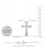 0.50 Carat (ctw) Round & Baguette Diamond Ladies Cross Religious Pendant 1/2 CT, Sterling Silver