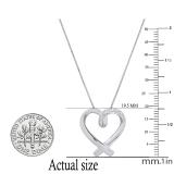 Ladies Heart Pendant with Round White Diamond Accents Sterling Silver