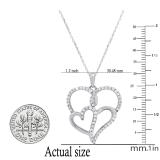 0.14 Carat (ctw) Round White Diamond Ladies Triple Heart Pendant Sterling Silver