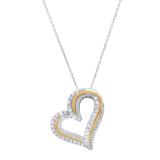 0.50 Carat (ctw) Round Diamond Pendant 1/2 CT White & Yellow Gold Plated Two Tone Sterling Silver