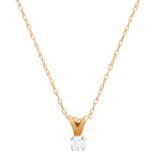 0.10 Carat (ctw) Round White Diamond Ladies Solitaire Pendant 1/10 CT 14K Yellow Gold
