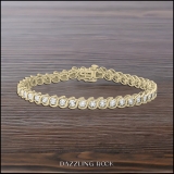 0.15 Carat (ctw) Round Diamond Ladies Illusion Set Bracelets Yellow Gold Plated Sterling Silver