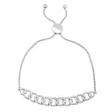 0.25 Carat (ctw) Round White Diamond Ladies Infinity Link Bolo Bracelet 1/4 CT Sterling Silver