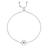 Accent Round Blue & White Diamond Evil Eye Bolo Bracelet for Her in 925 Sterling Silver