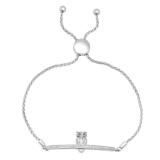 Ladies Owl on Branch Bolo Bracelet with Round Diamond Accents Sterling Silver