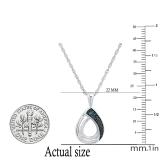 0.12 Carat (ctw) Round Blue & White Diamond Ladies Pear Shaped Teardrop Pendant Sterling Silver