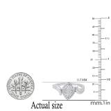 0.11 Carat (ctw) Round & Baguette White Diamond Ladies Cluster Engagement Ring 925 Sterling Silver
