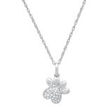 0.11 Carat (ctw) Round White Diamond Ladies Dog Paw Print Pendant 925 Sterling Silver