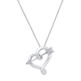 Round White Diamond Cupid Arrow Heart Pendant for Women with 18 Inch Silver Chain (Color I-J Clarity I2-I3) in 925 Sterling Silver
