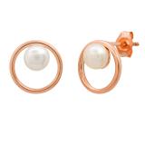 5 MM Round White Freshwater Divine Birthstone Ladies Stud Earrings 10K Rose Gold