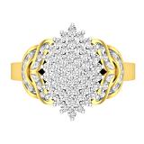 0.50 Carat (ctw) Round White Diamond Cluster Right Hand Ring 1/2 CT 10K Yellow Gold