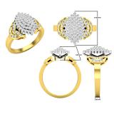 0.50 Carat (ctw) Round White Diamond Cluster Right Hand Ring 1/2 CT 10K Yellow Gold