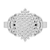 0.50 Carat (ctw) Round White Diamond Cluster Right Hand Ring 1/2 CT 925 Sterling Silver