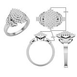 0.50 Carat (ctw) Round White Diamond Cluster Right Hand Ring 1/2 CT 925 Sterling Silver