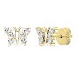 0.20 Carat (ctw) Round White Diamond Ladies Butterfly Shape Stud Earrings 1/5 CT 10K Yellow Gold