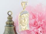 0.35 Carat (ctw) Round Diamond Mens Jesus Face Christ Charm Pendant 1/3 CT, Yellow Gold Plated 925 Sterling Silver