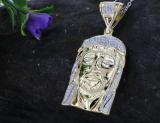 0.35 Carat (ctw) Round Diamond Mens Jesus Face Christ Charm Pendant 1/3 CT, Yellow Gold Plated 925 Sterling Silver