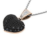 0.60 Carat (ctw) Round Black & White Diamond Ladies Heart Pendant 10K Rose Gold