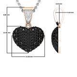 0.60 Carat (ctw) Round Black & White Diamond Ladies Heart Pendant 10K Rose Gold