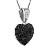0.60 Carat (ctw) Round Black & White Diamond Ladies Heart Pendant 18K White Gold
