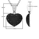 0.60 Carat (ctw) Round Black & White Diamond Ladies Heart Pendant 18K White Gold
