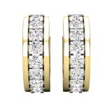 1.45 Carat (ctw) Round White Diamond Ladies Huggies Hoop Earrings 1 1/2 CT 10K Yellow Gold