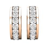1.45 Carat (ctw) Round White Diamond Ladies Huggies Hoop Earrings 1 1/2 CT 18K Rose Gold
