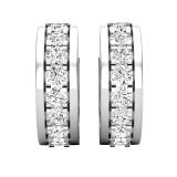 1.45 Carat (ctw) Round White Diamond Ladies Huggies Hoop Earrings 1 1/2 CT Sterling Silver