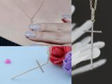 0.08 Carat (ctw) Round White Diamond Ladies Religious Cross Pendant 14K Yellow Gold