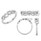 0.05 Carat (ctw) Round White Diamond Ladies Five Hearts Promise Engagement Ring Sterling Silver