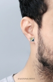 0.90 Carat (ctw) Round White Blue & Yellow Diamond Mens Hip Hop Stud Earrings 925 Sterling Silver