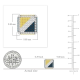 0.90 Carat (ctw) Round White Blue & Yellow Diamond Mens Hip Hop Stud Earrings 925 Sterling Silver