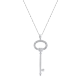 0.10 Carat (ctw) Round White Diamond Ladies Key Shape Pendant 1/10 CT 925 Sterling Silver