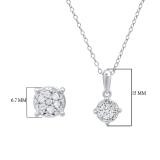 0.25 Carat (ctw) Round Diamond Ladies Cluster Style Earring & Pendant Set 1/4 CT Sterling Silver