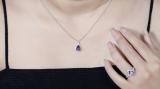 Pear Amethyst & Round White Diamond Ladies Teardrop Earrings Pendant & Ring Set 925 Sterling Silver