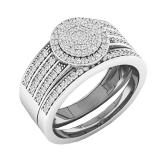 0.45 Carat (ctw) Round White Diamond Ladies Cluster Engagement Ring Set 1/2 CT 10K White Gold