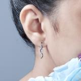0.10 Carat (ctw) Round Black & White Diamond Infinity Swirl Dangling Post Earrings for Her in 10K White Gold in Screw Back
