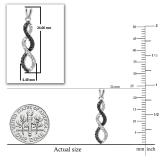 0.10 Carat (ctw) Round Black & White Diamond Infinity Swirl Dangling Post Earrings for Her in 10K White Gold in Screw Back