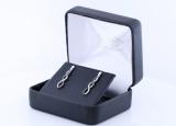 0.10 Carat (ctw) Round Black & White Diamond Ladies Dangling Earrings 1/10 CT 925 Sterling Silver