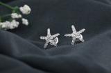 0.35 Carat (ctw) Round White Diamond Ladies Starfish Stud Earrings 1/3 CT Sterling Silver