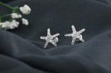 0.35 Carat (ctw) Round White Diamond Ladies Starfish Stud Earrings 1/3 CT Sterling Silver