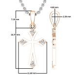 0.10 Carat (ctw) Round White Diamond Ladies Cross Pendant 1/10 CT 10K Rose Gold