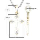 0.10 Carat (ctw) Round White Diamond Ladies Cross Pendant 1/10 CT 18K Yellow Gold