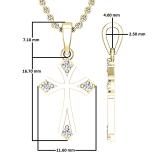 0.10 Carat (ctw) Round White Diamond Ladies Cross Pendant 1/10 CT 10K Yellow Gold