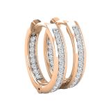 Round White Diamond In And Out Hoop Earrings for Her (0.15 ctw, Color I-J, Clarity I1-I2) in 14K Rose Gold