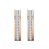 Round White Diamond In And Out Hoop Earrings for Her (0.15 ctw, Color I-J, Clarity I1-I2) in 14K Rose Gold