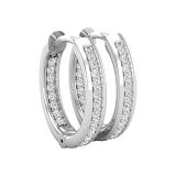 Round White Diamond In And Out Hoop Earrings for Her (0.15 ctw, Color I-J, Clarity I2-I3) in 925 Sterling Silver