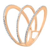 Round White Diamond Three Circle Geometric Right Hand Ring for Women (0.28 ctw, Color I-J, Clarity I2-I3) in 10K Rose Gold