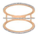 Round White Diamond Three Circle Geometric Right Hand Ring for Women (0.28 ctw, Color I-J, Clarity I2-I3) in 10K Rose Gold